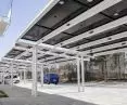 White carports, multi-tenant construction