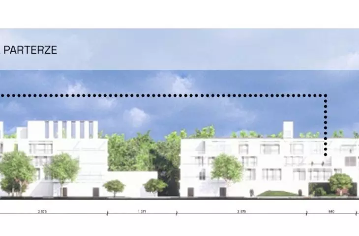 Cross-section and view of the residential part