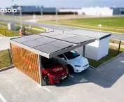 Two stands and photovoltaic panels on the roof