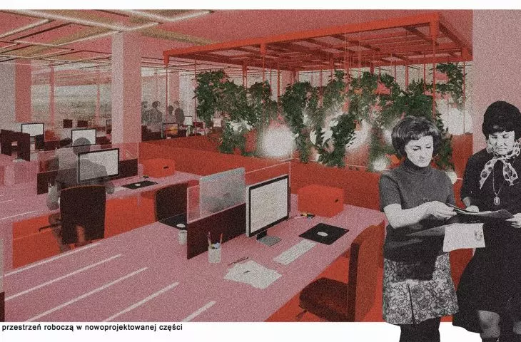 Część rozbudowana — dwupoziomowa przestrzeń do pracy