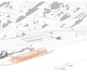Aksonometria kontekstu urbanistycznego Wyspy Jaskółczej