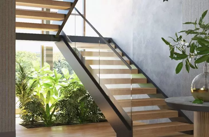 A green corner has been created under the stairs