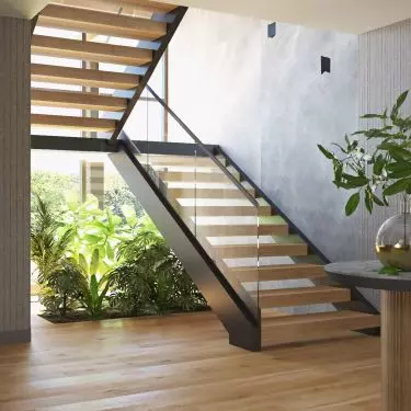 A green corner has been created under the stairs