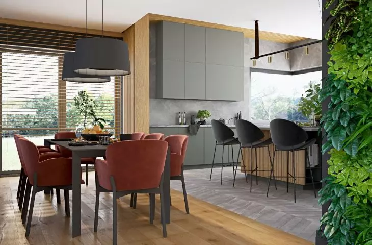 dining room and kitchen