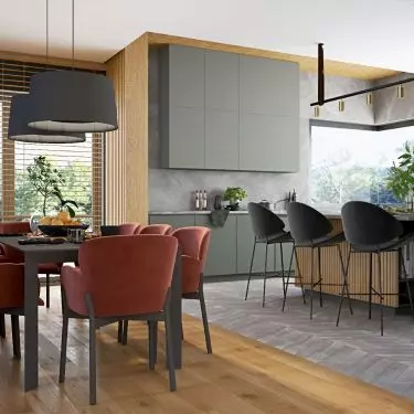 dining room and kitchen
