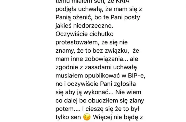 A screenshot from the facebook account of the Chamber of Architects of the Republic of Poland