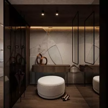 Entrance area with upholstered wall