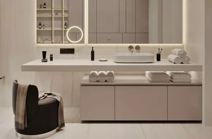 Opt for natural patterns and colors in your bath room design