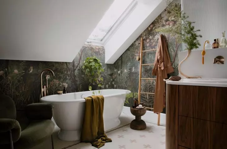The centerpiece of the home spa is the bathtub