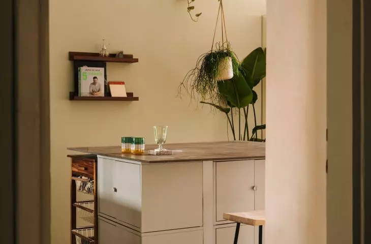 View of the kitchen island