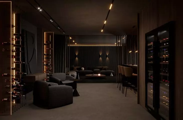 The cinema hall was preceded by a wine bar