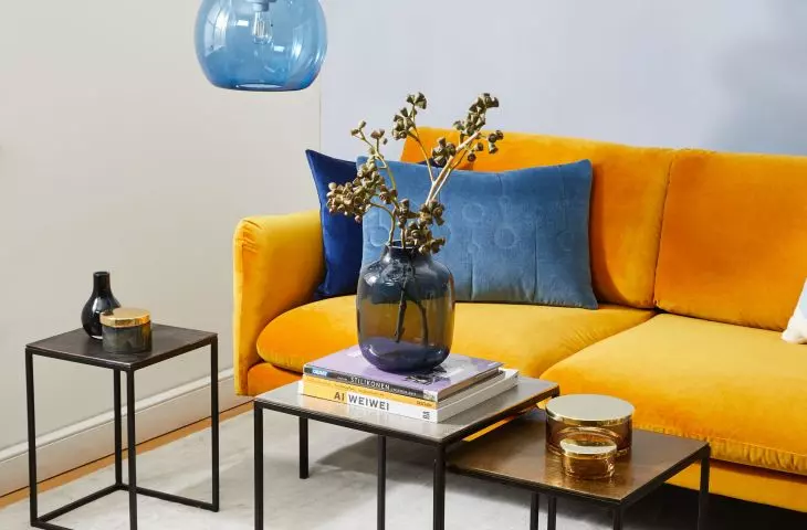 Combine blue with yellow for contrast
