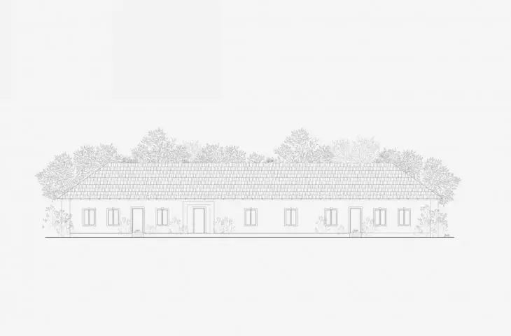mansion, west elevation of outbuilding