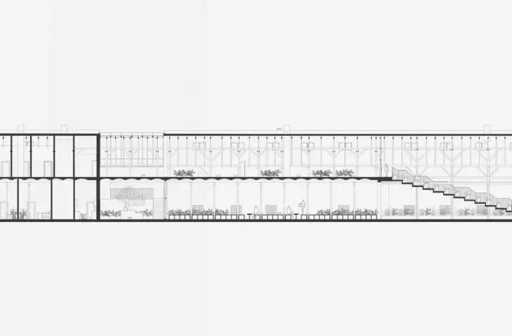 addiction treatment center, longitudinal cross section