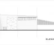 Sports hall in Marcinkowice, west elevation