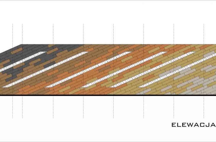 Sports hall in Marcinkowice, front elevation