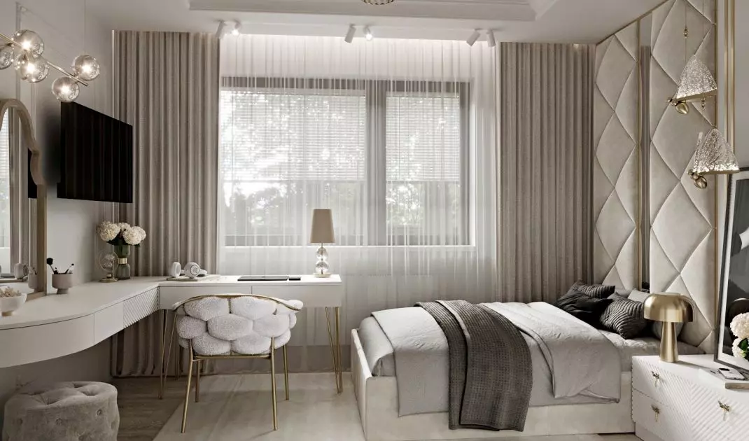 The room was decorated in the modern classic style