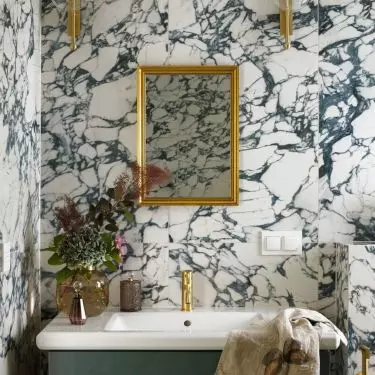 Marble works well as a wall covering