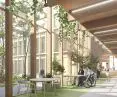 Courtyards have been created between the modules