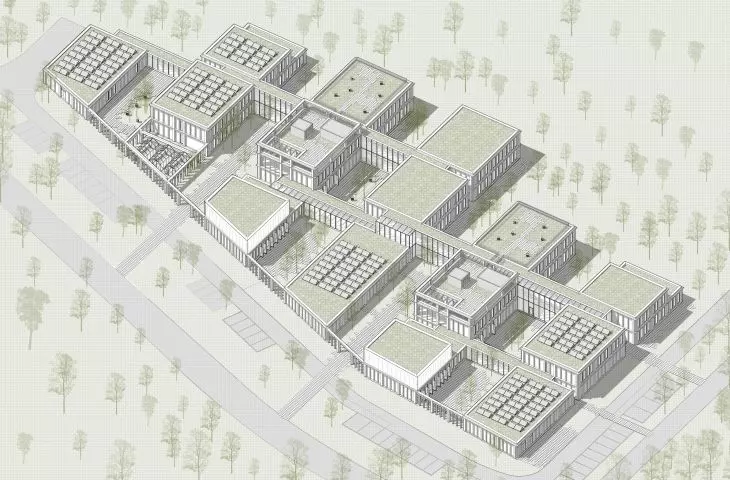 Rehabilitation center in Gdansk, axonometry