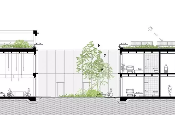 Rehabilitation center in Gdansk, cross section