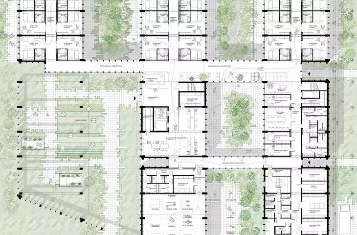 Rehabilitation center in Gdansk, projection of level 0 (competition work)