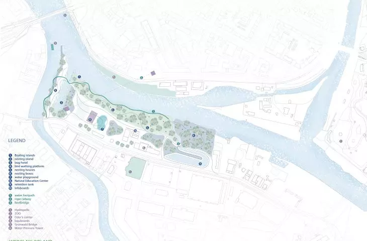 Projekt Człowiek – Miasto – Rzeka, plan zagospodarowania terenu
