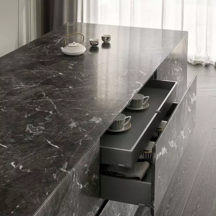 Drawers are equipped with organizers