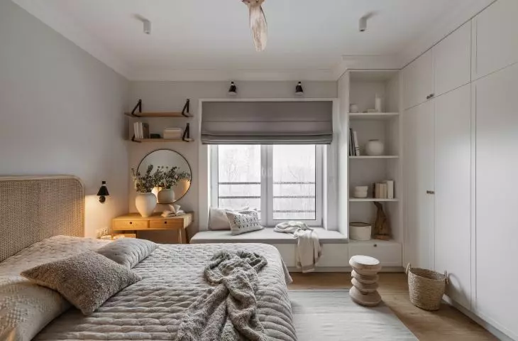 The bedroom was filled with natural colors and materials