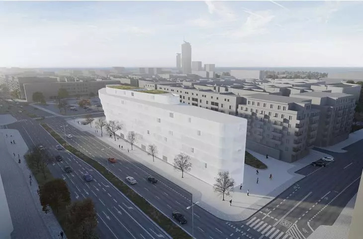 propozycja pracowni KWK Promes; widok budynku od strony ulic Władysława IV i Obrońców Wybrzeża