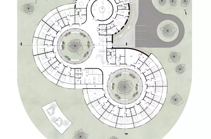 Rehabilitation center project in Wroclaw, projection