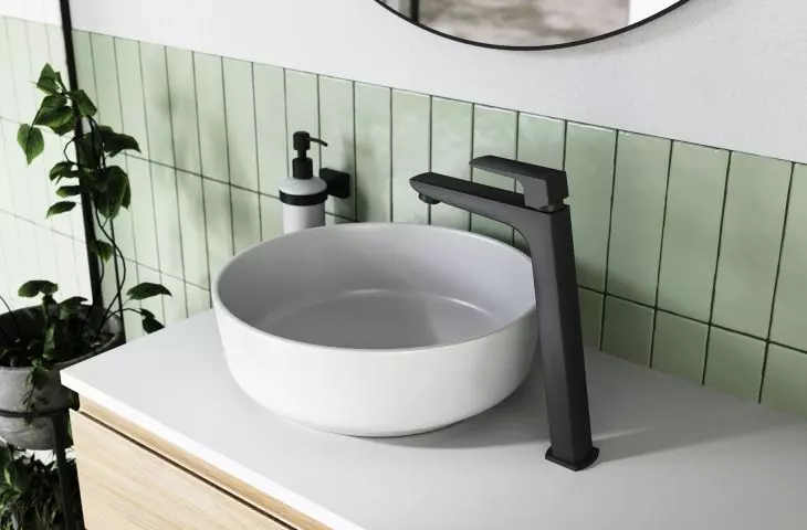 bateria umywalkowa stojąca nablatowa VITTO BLACK VERDELINE