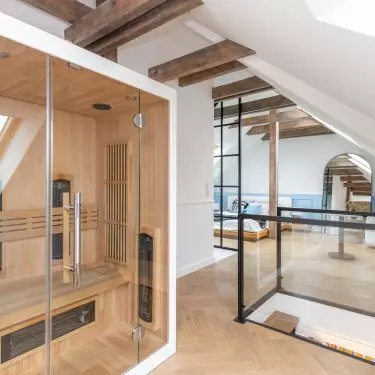 The apartment has a sauna