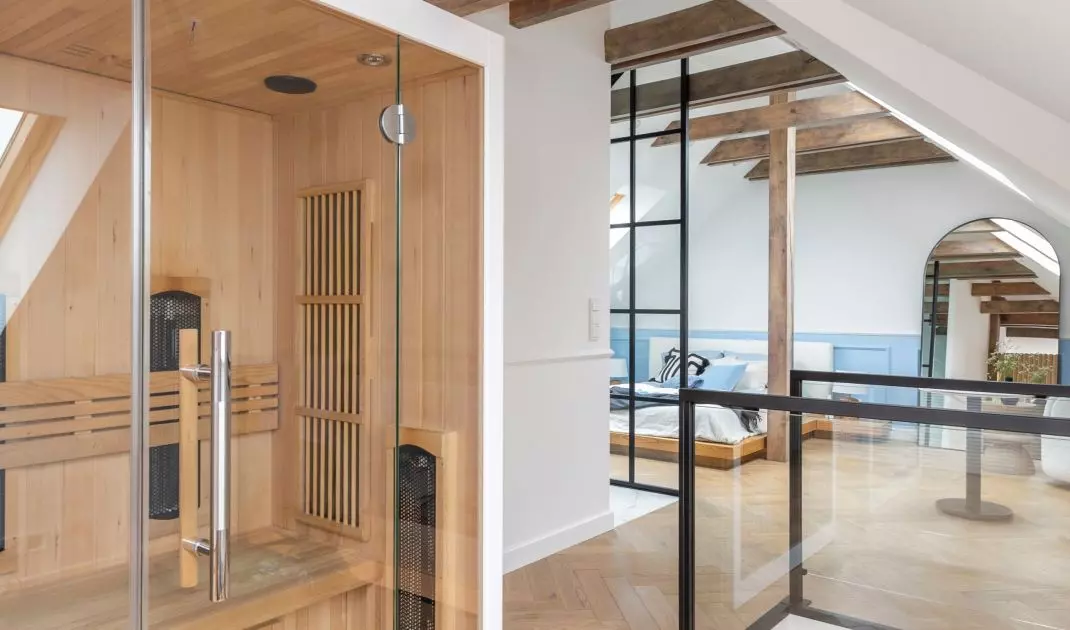 W apartamencie znajduje się sauna