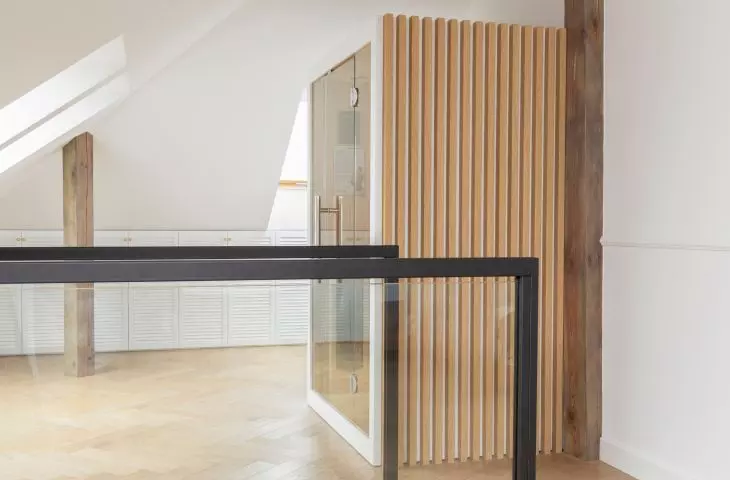 The sauna is located in the attic