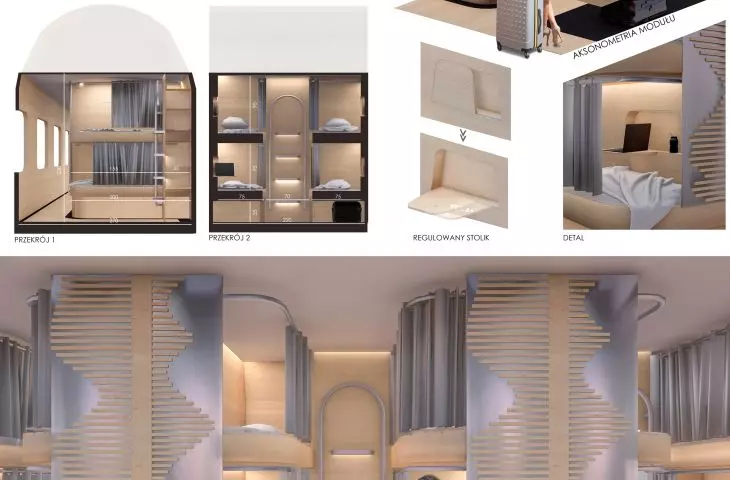 Interior design of an accessible railroad carriage