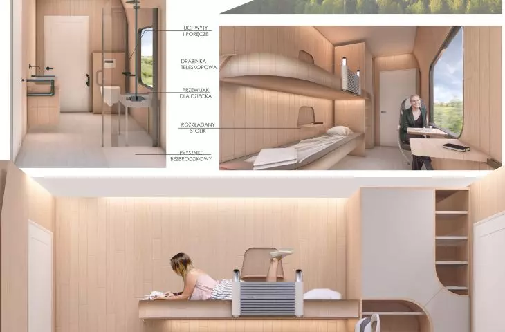 Interior design of an accessible railroad carriage