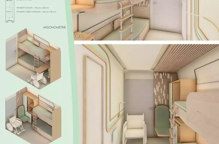 Interior design of an accessible railroad carriage