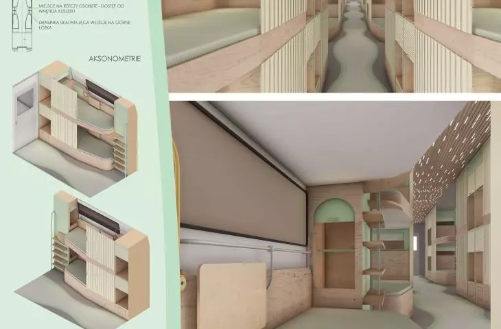 Interior design of an accessible railroad carriage