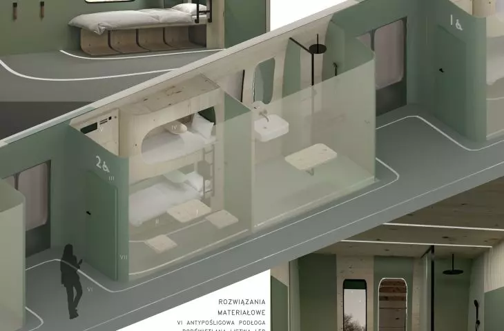 Interior design of an accessible railroad carriage