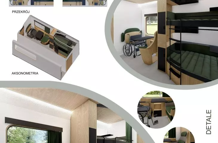 Interior design of an accessible railroad carriage