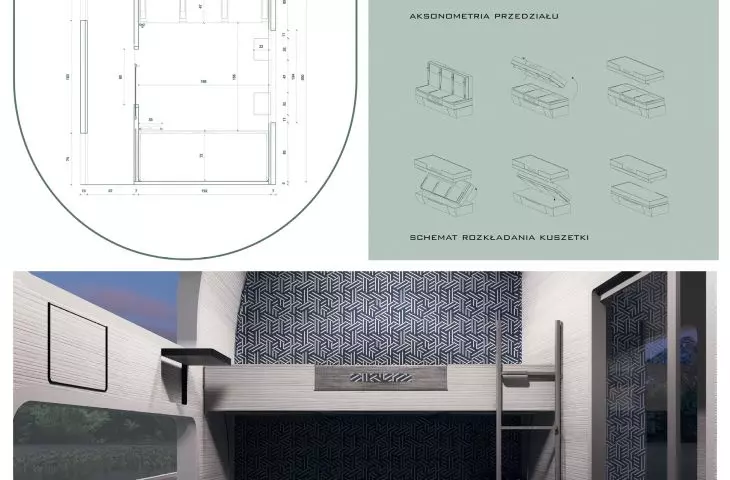Projekt wnętrza dostępnego wagonu kolejowego