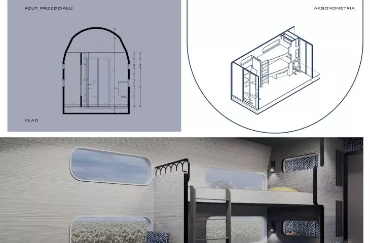 Projekt wnętrza dostępnego wagonu kolejowego