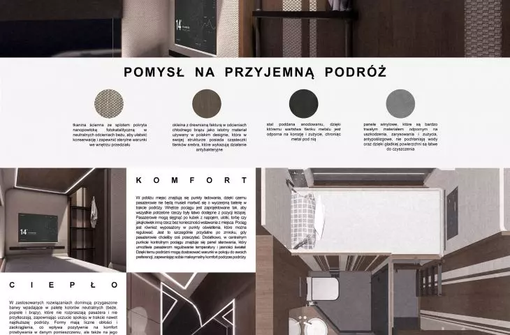 Projekt wnętrza dostępnego wagonu kolejowego