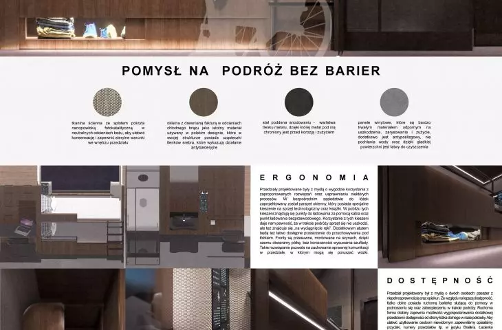 Interior design of an accessible railroad carriage