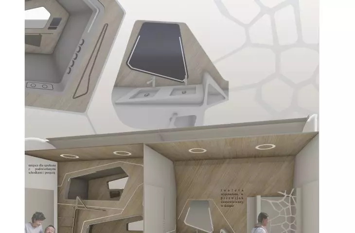 Interior design of an accessible railroad carriage