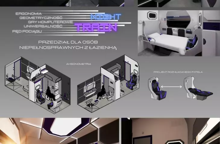 Interior design of an accessible railroad carriage