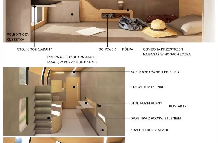 Interior design of an accessible railroad carriage