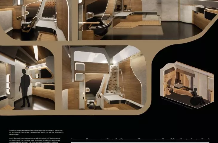 Interior design of an accessible railroad carriage