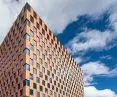 Trapezoidal sheet metal on the façade of Skanska's WAVE office building in Gdansk, Poland